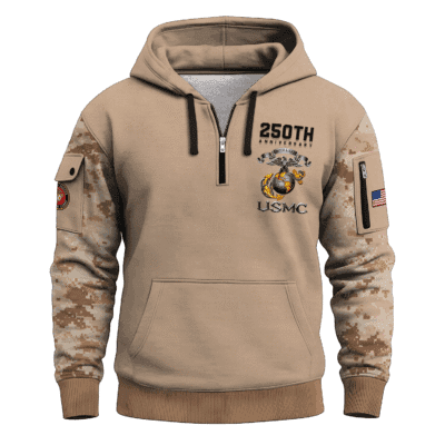 US MARINE 250th Years Of Service Quarter Zip Hoodie