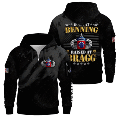 US Army Airborne Basic Jump Wings Quarter Zip Hoodie