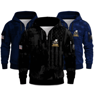 US Navy Seabees Quarter Zip Hoodies 3-Pack Bundle