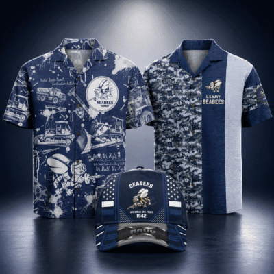 US NAVY SEABEES 2 Hawaiian + 1 Cap Bundle