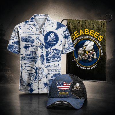 US NAVY SEABEES 1 Hawaiian + 1 Cap + 1 Branch Flag Bundle