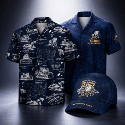 US NAVY SEABEES 2 Hawaiian + 1 Cap Bundle