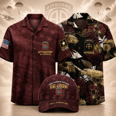 US ARMY 82ND AIRBORNE DIVISION 2 Hawaiian + 1 Cap Bundle