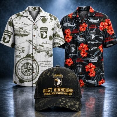 US ARMY 101ST AIRBORNE DIVISION 2 Hawaiian + 1 Cap Bundle