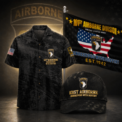 US ARMY 101ST AIRBORNE DIVISION 1 Hawaiian + 1 Cap + 1 Branch Flag Bundle