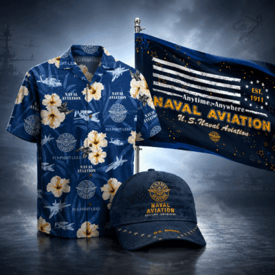 US NAVY NAVAL AVIATION 1 Hawaiian + 1 Cap + 1 Branch Flag Bundle