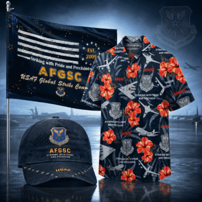 US AIR FORCE GLOBAL STRIKE COMMAND (AFGSC) 1 Hawaiian + 1 Cap + 1 Branch Flag Bundle