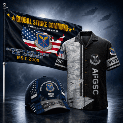 US AIR FORCE GLOBAL STRIKE COMMAND (AFGSC) 1 Hawaiian + 1 Cap + 1 Branch Flag Bundle