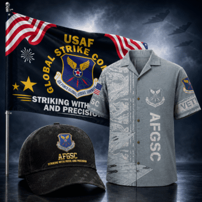 US AIR FORCE GLOBAL STRIKE COMMAND (AFGSC) 1 Hawaiian + 1 Cap + 1 Branch Flag Bundle