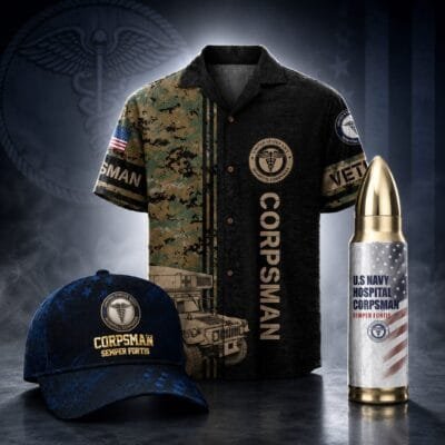 US NAVY CORPSMAN 1 Hawaiian + 1 Cap + 1 Tumbler Bundle