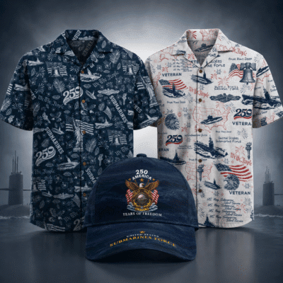 US NAVY SUBMARINE 2 Hawaiian + 1 Cap Bundle